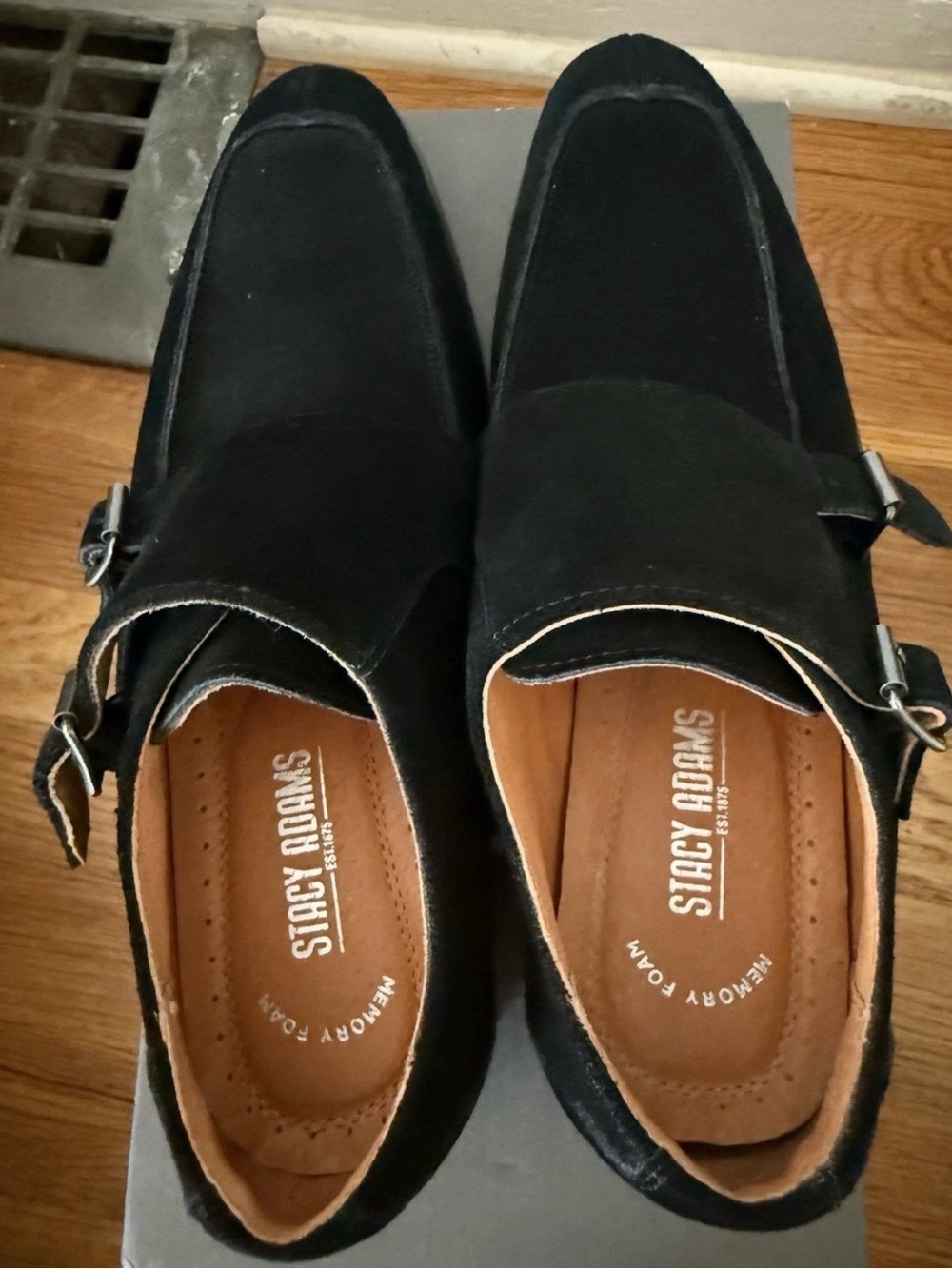 Stacy Adams Black Suede Double Monk Strap Mules